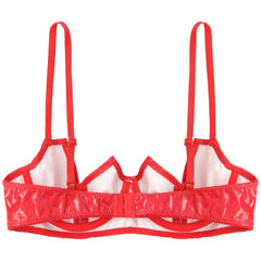 Patent Leather Open Chest V-Notch Underwire Bra - Passion Pulse Adult