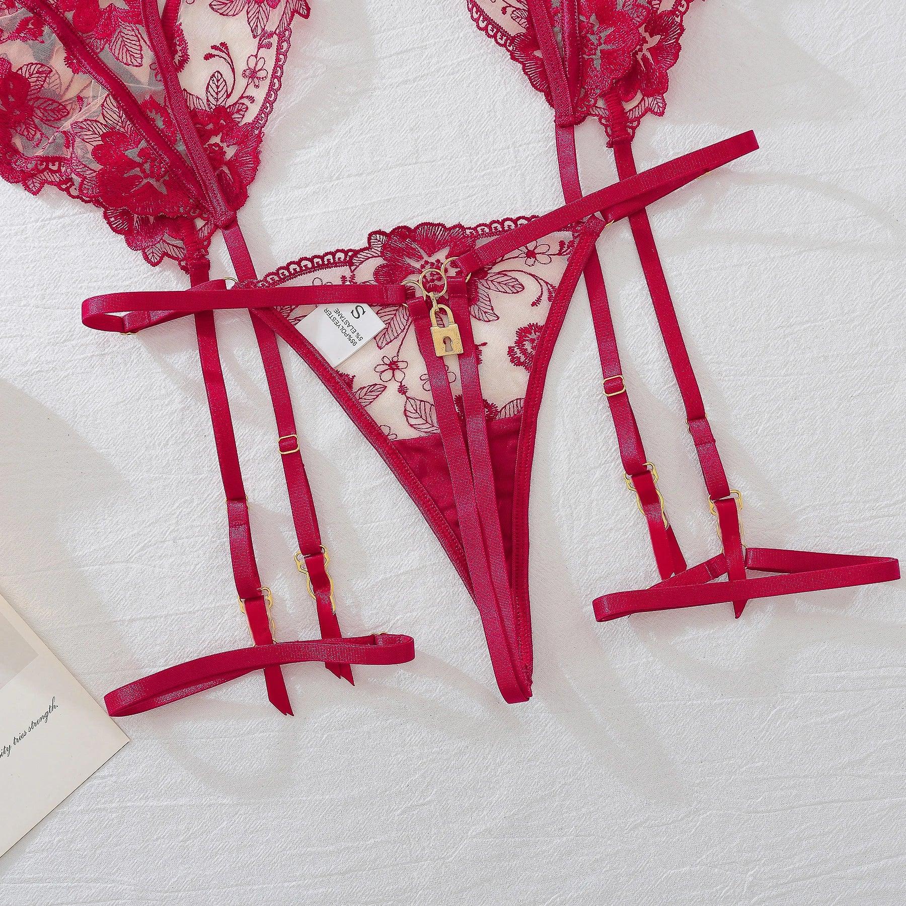 Sheer Lace 3-Piece Lingerie Set | Sexy Fit - Passion Pulse Adult