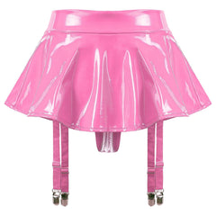 Wet Look Mini Skirt with Garter & Thong - Passion Pulse Adult