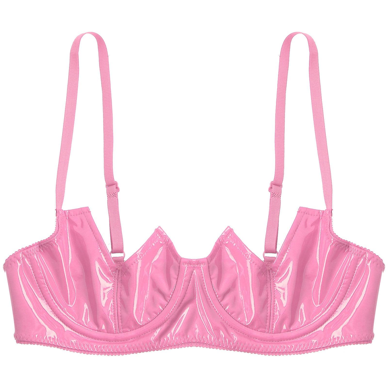 Patent Leather Open Chest V-Notch Underwire Bra - Passion Pulse Adult