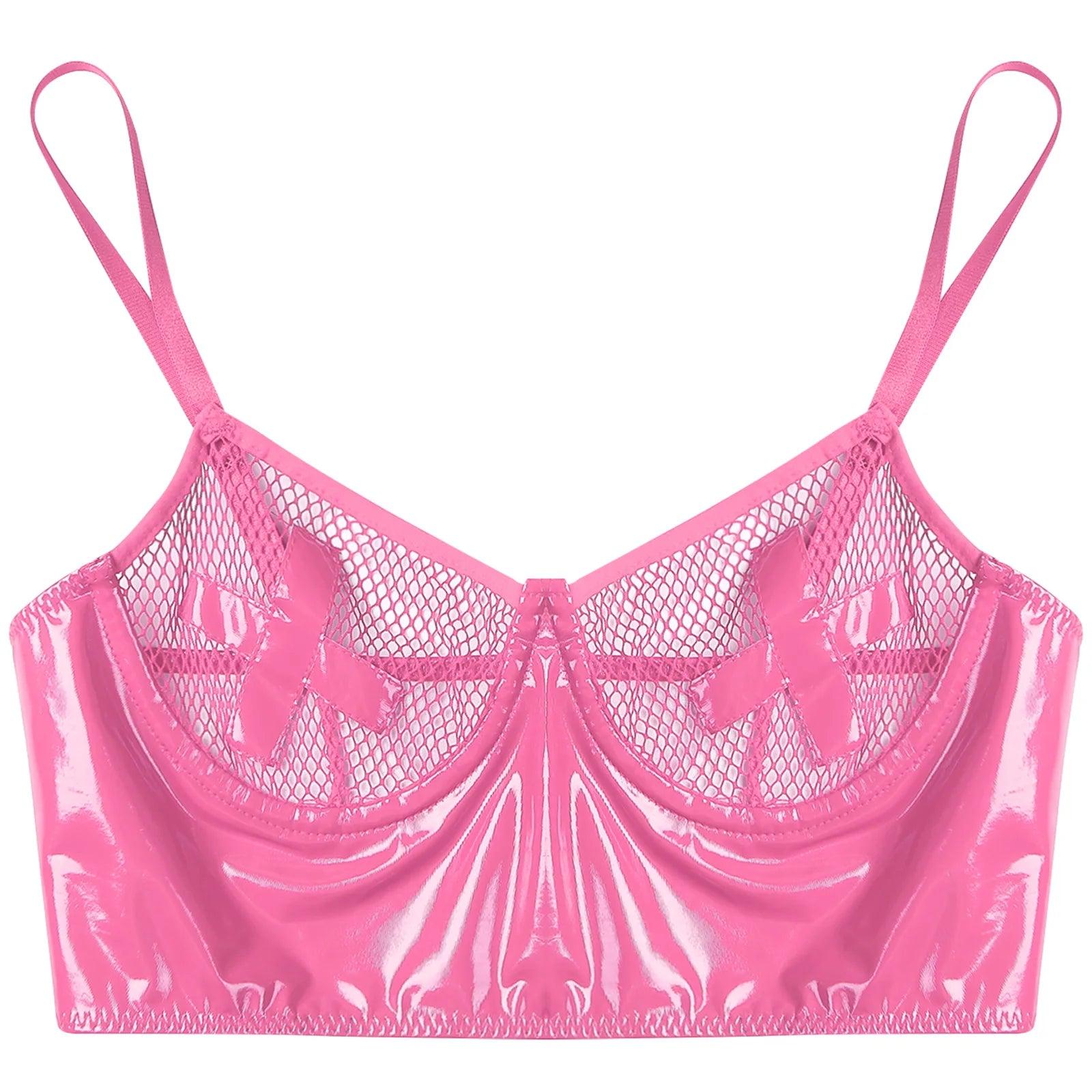 Wet Look Mesh Balconette Bra | Sexy Lingerie - Passion Pulse Adult