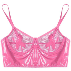 Wet Look Mesh Balconette Bra | Sexy Lingerie - Passion Pulse Adult