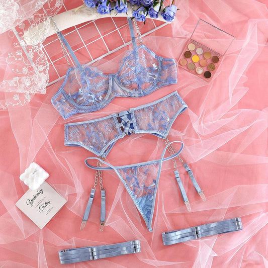 Sexy Lace 4-Piece Lingerie Set | Luxury Fit - Passion Pulse Adult