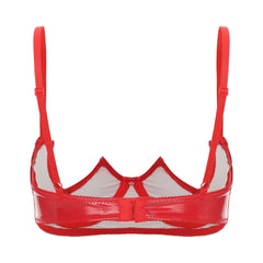 Patent Leather Open Chest V-Notch Underwire Bra - Passion Pulse Adult