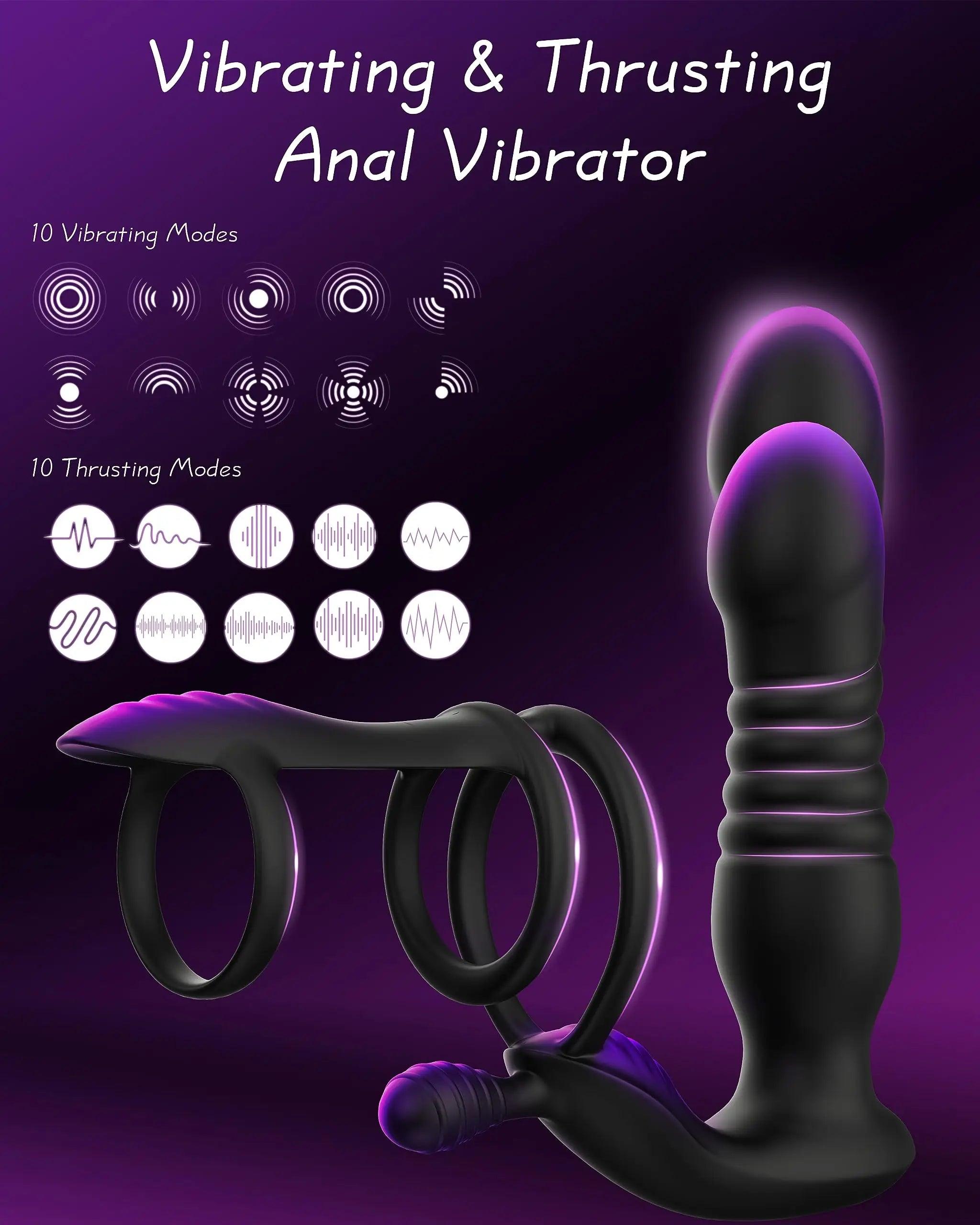 Prostate Massager with Thrusting Vibrator – Remote Control Anal Plug for Men - Passion Pulse Adult