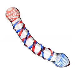 Dual-Ended Spiral Crystal Glass Dildo - G-Spot & Clitoral Massager