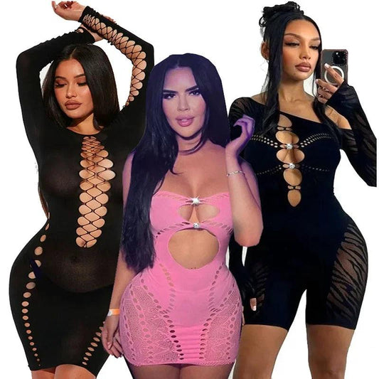 Sexy Crochet Babydoll – Backless Plus Size Lingerie Sleepwear & Costumes - Passion Pulse Adult