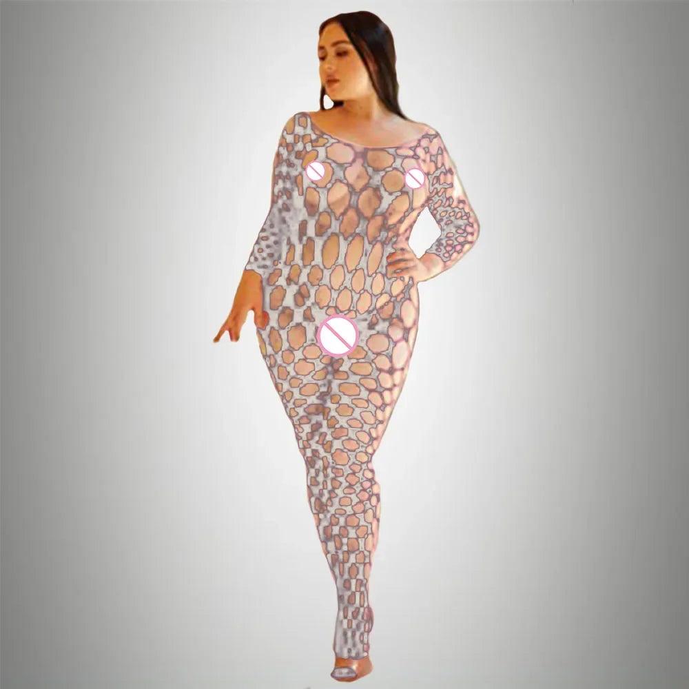 Plus Size Sexy Fishnet Bodystocking – Babydoll Dress & Mesh Lingerie for Women - Passion Pulse Adult