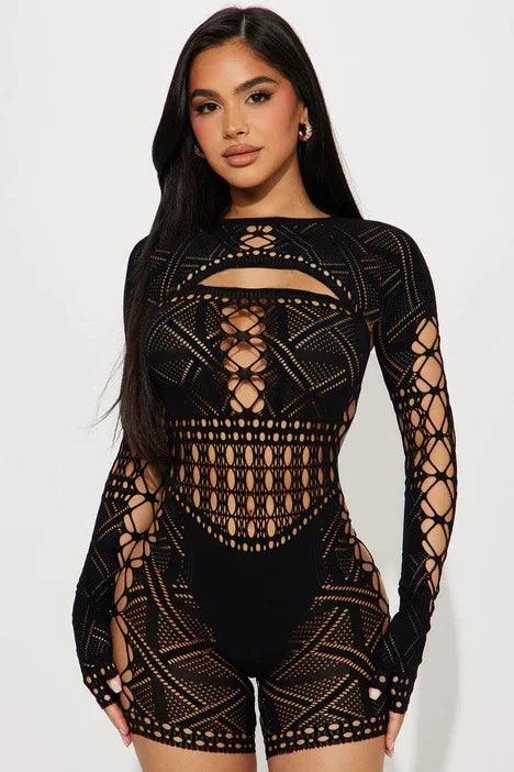 Sexy Crochet Babydoll – Backless Plus Size Lingerie Sleepwear & Costumes - Passion Pulse Adult