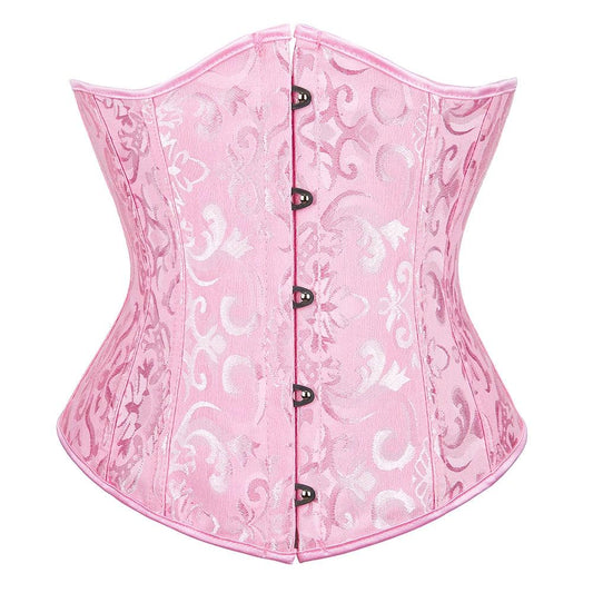 Pink Underbust Corset Top – Plus Size Waist Cincher Gothic Corselet in Black, White, Red, Blue, Rose - Passion Pulse Adult