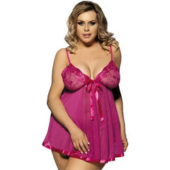 Sexy Plus Size Lingerie – Transparent Lace Babydoll V-Neck Mesh Pajamas (Up to 6XL) - Passion Pulse Adult