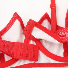 Patent Leather Open Chest V-Notch Underwire Bra - Passion Pulse Adult