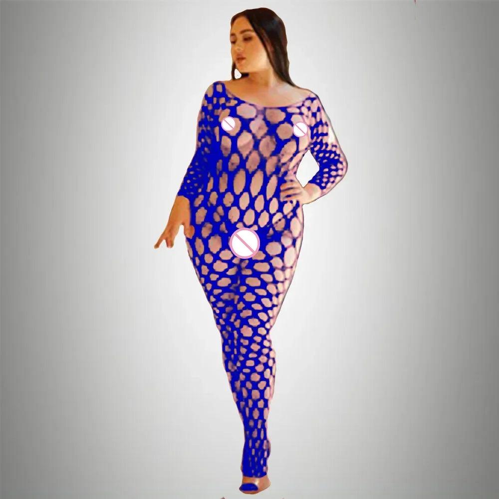 Plus Size Sexy Fishnet Bodystocking – Babydoll Dress & Mesh Lingerie for Women - Passion Pulse Adult
