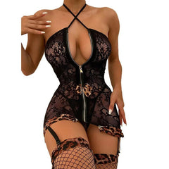 Fishnet Hollow Out Bodystocking – Sexy Mesh Suspender Lingerie Set - Passion Pulse Adult