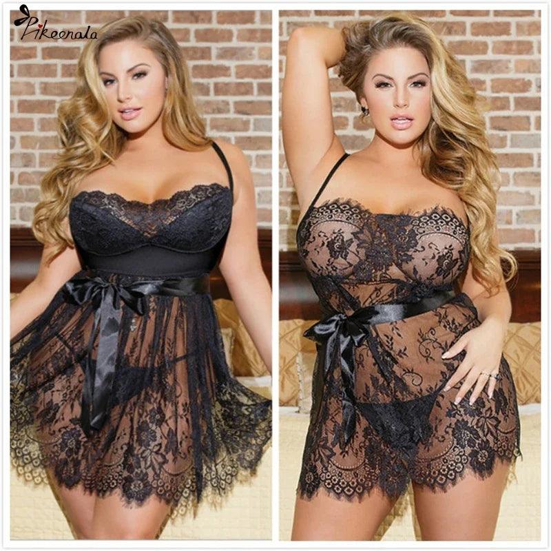 3XL-5XL Sexy Lace Nightgown – Erotic Plus Size Lingerie for Women - Passion Pulse Adult