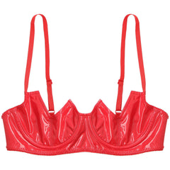 Patent Leather Open Chest V-Notch Underwire Bra - Passion Pulse Adult