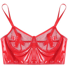 Wet Look Mesh Balconette Bra | Sexy Lingerie - Passion Pulse Adult