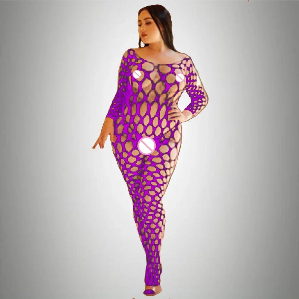 Plus Size Sexy Fishnet Bodystocking – Babydoll Dress & Mesh Lingerie for Women - Passion Pulse Adult