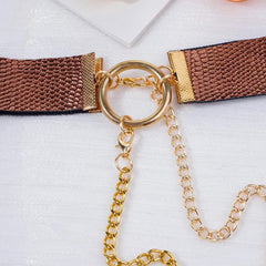 Heart Tassel Leather Nipple Covers with Chain & Choker - Passion Pulse Adult