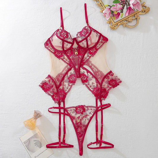 Sheer Lace 3-Piece Lingerie Set | Sexy Fit - Passion Pulse Adult