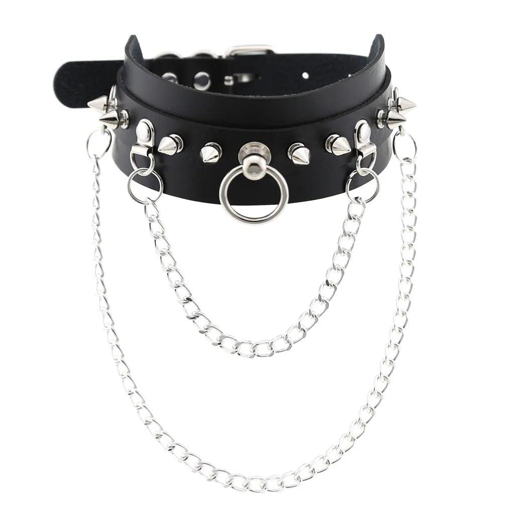 Harajuku Punk Rock Rivet Goth Choker | PU Leather Collar with Heart, Cross & Spikes | Hip Hop Bondage Jewelry for Women - Passion Pulse Adult