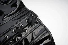 PU Leather Corset Top – Shiny PVC Steampunk Gothic Underbust Waist Cincher for Women - Passion Pulse Adult