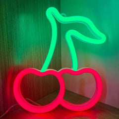 Cherry Neon Light Sign | Cute LED Wall Decor for Home, Bar, Restaurant & Party | Battery & USB Powered - Passion Pulse Adult