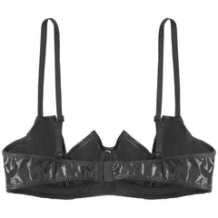 Patent Leather Open Chest V-Notch Underwire Bra - Passion Pulse Adult