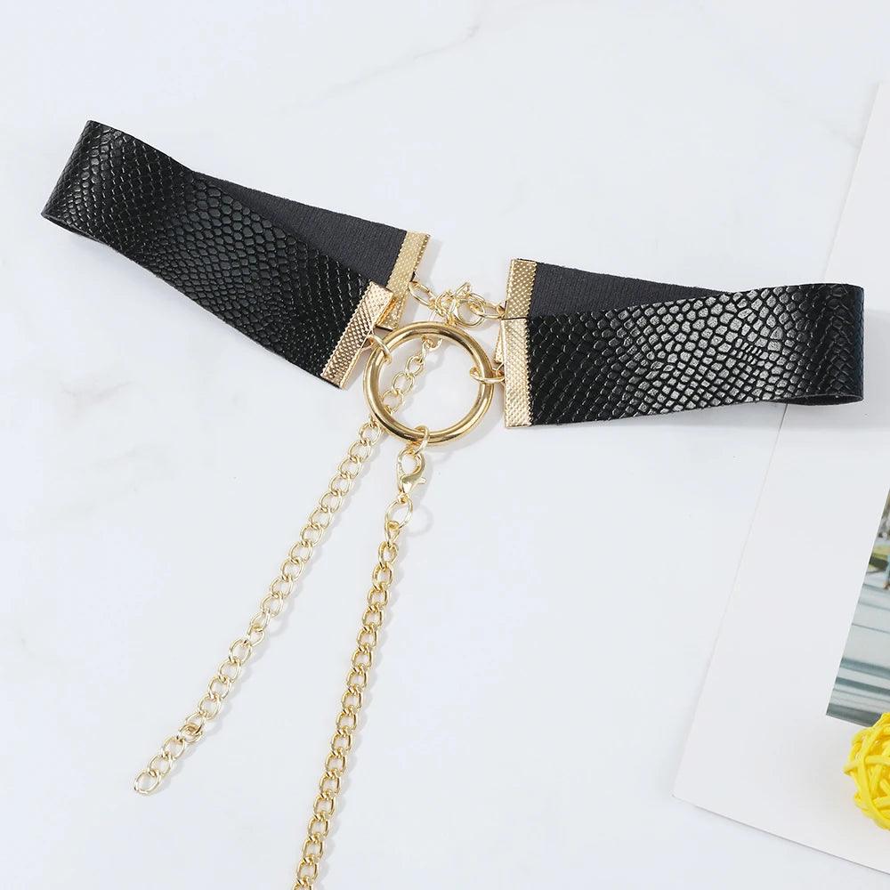 Heart Tassel Leather Nipple Covers with Chain & Choker - Passion Pulse Adult