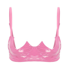 Patent Leather Open Chest V-Notch Underwire Bra - Passion Pulse Adult