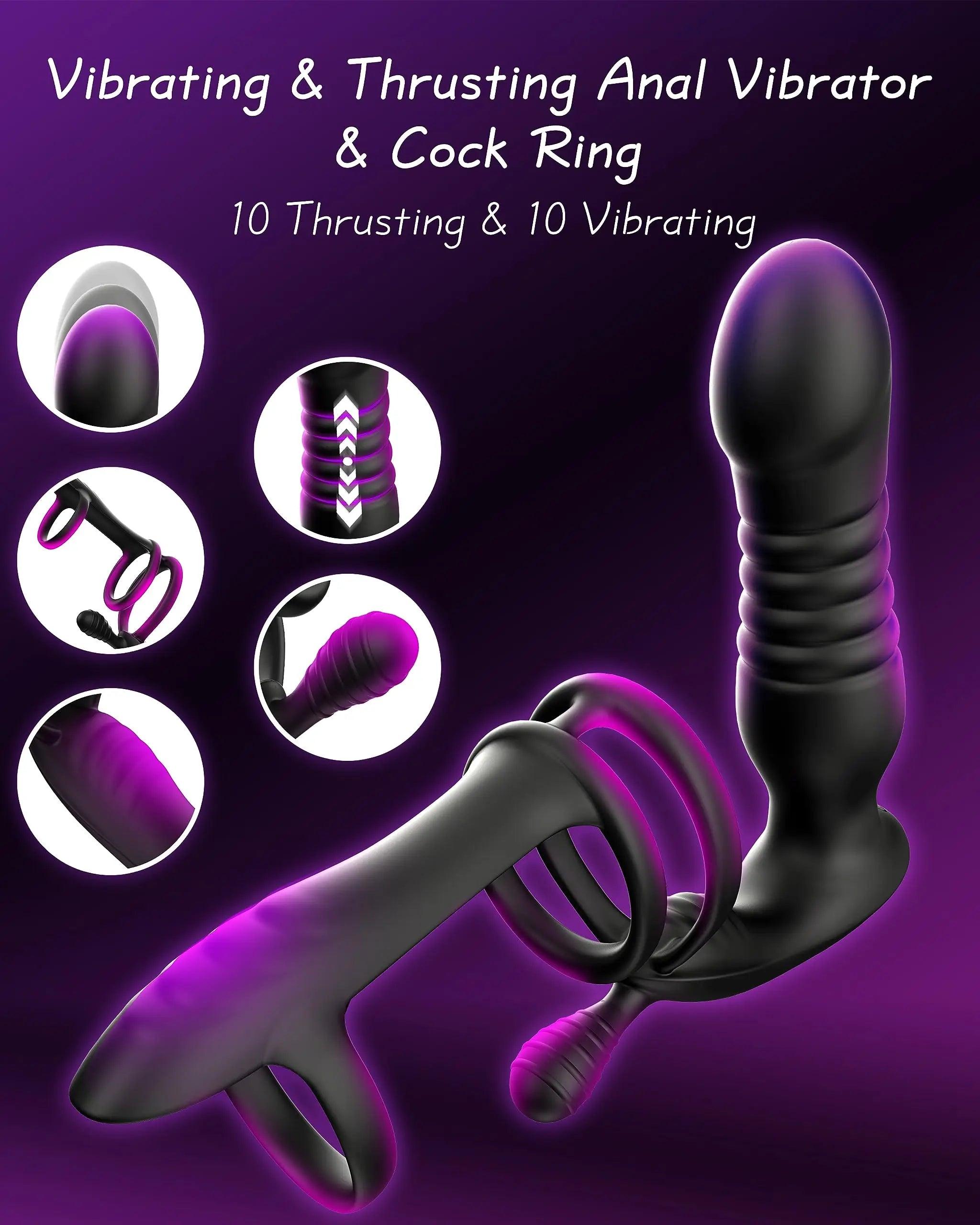 Prostate Massager with Thrusting Vibrator – Remote Control Anal Plug for Men - Passion Pulse Adult