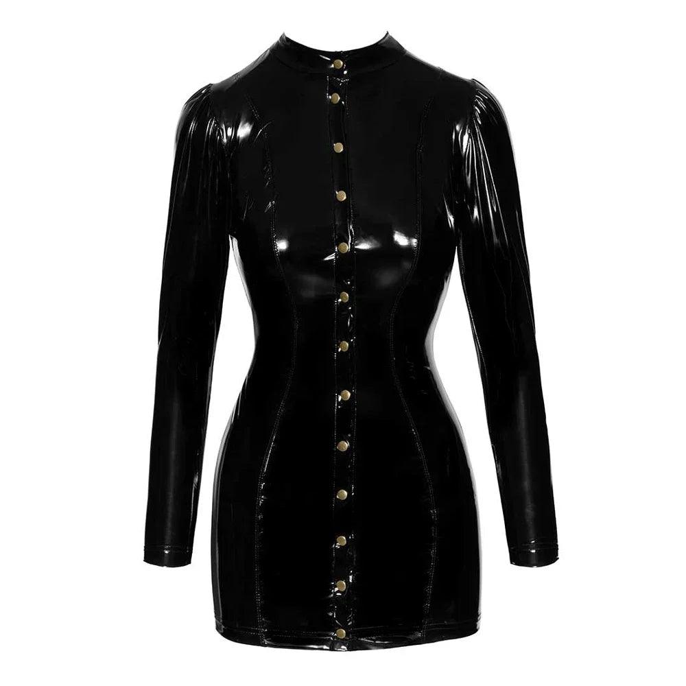 Wet Look PVC Leather Mini Dress | Sexy Fit - Passion Pulse Adult