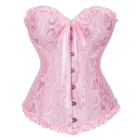 Vintage Victorian Corset Bustier – Lace-up Boned Jacquard Shapewear for Women - Passion Pulse Adult