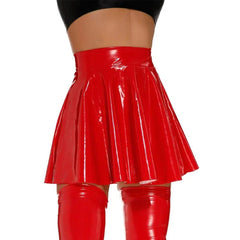 Wet Look PVC Pleated Mini Skirt | Sexy Clubwear - Passion Pulse Adult