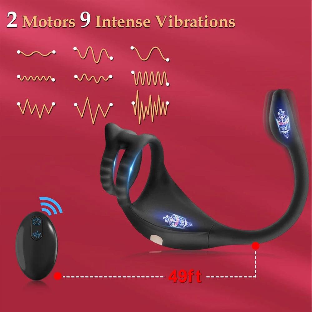 Vibrating Cock Ring & Taint Stimulator – Remote Control Anal Plug & Prostate Massager - Passion Pulse Adult