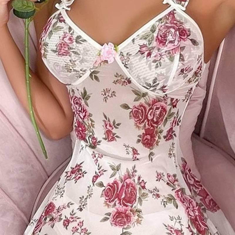 Floral Nightgown: Pure Comfort for Home - Passion Pulse Adult