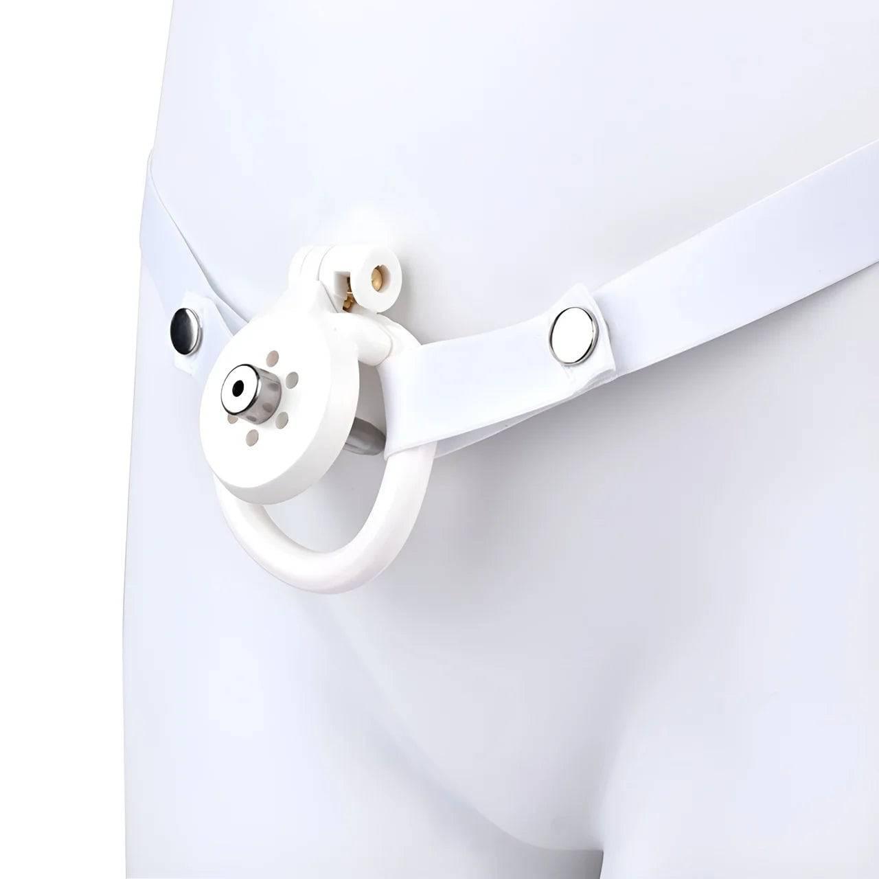 Pink/Black/White Adjustable Mini Metal Chastity Cage with Lock - BDSM Male Slave Cock Ring for Fetish Roleplay and Sissy Bondage Play - Passion Pulse Adult