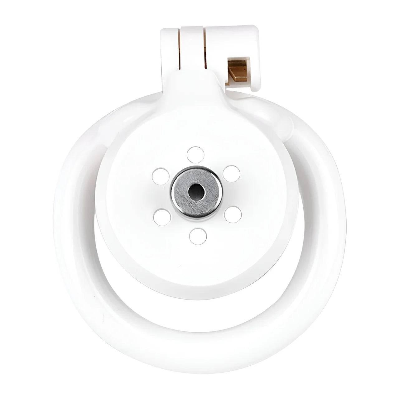 Pink/Black/White Adjustable Mini Metal Chastity Cage with Lock - BDSM Male Slave Cock Ring for Fetish Roleplay and Sissy Bondage Play - Passion Pulse Adult