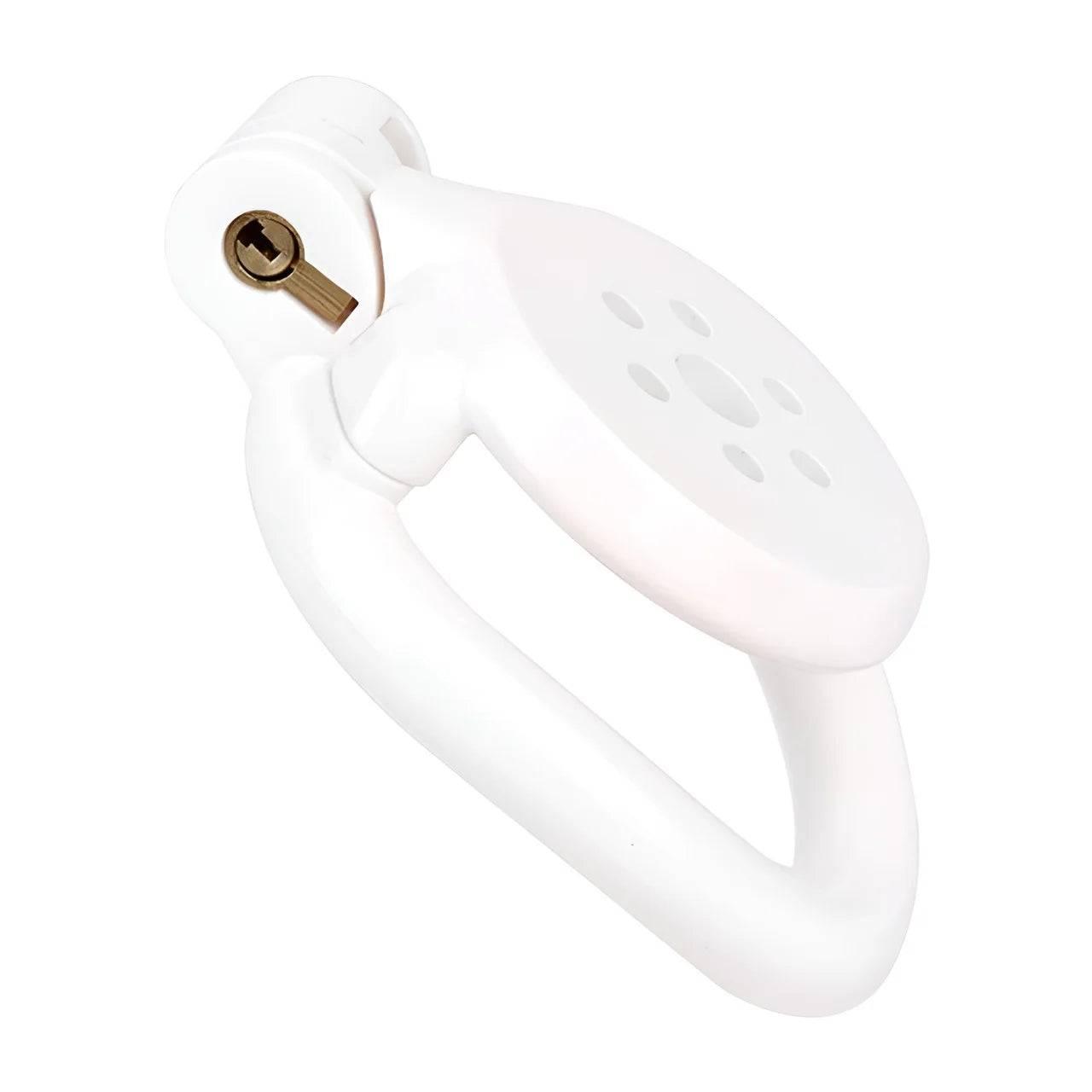 Pink/Black/White Adjustable Mini Metal Chastity Cage with Lock - BDSM Male Slave Cock Ring for Fetish Roleplay and Sissy Bondage Play - Passion Pulse Adult