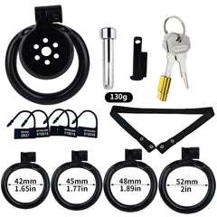 Pink/Black/White Adjustable Mini Metal Chastity Cage with Lock - BDSM Male Slave Cock Ring for Fetish Roleplay and Sissy Bondage Play - Passion Pulse Adult