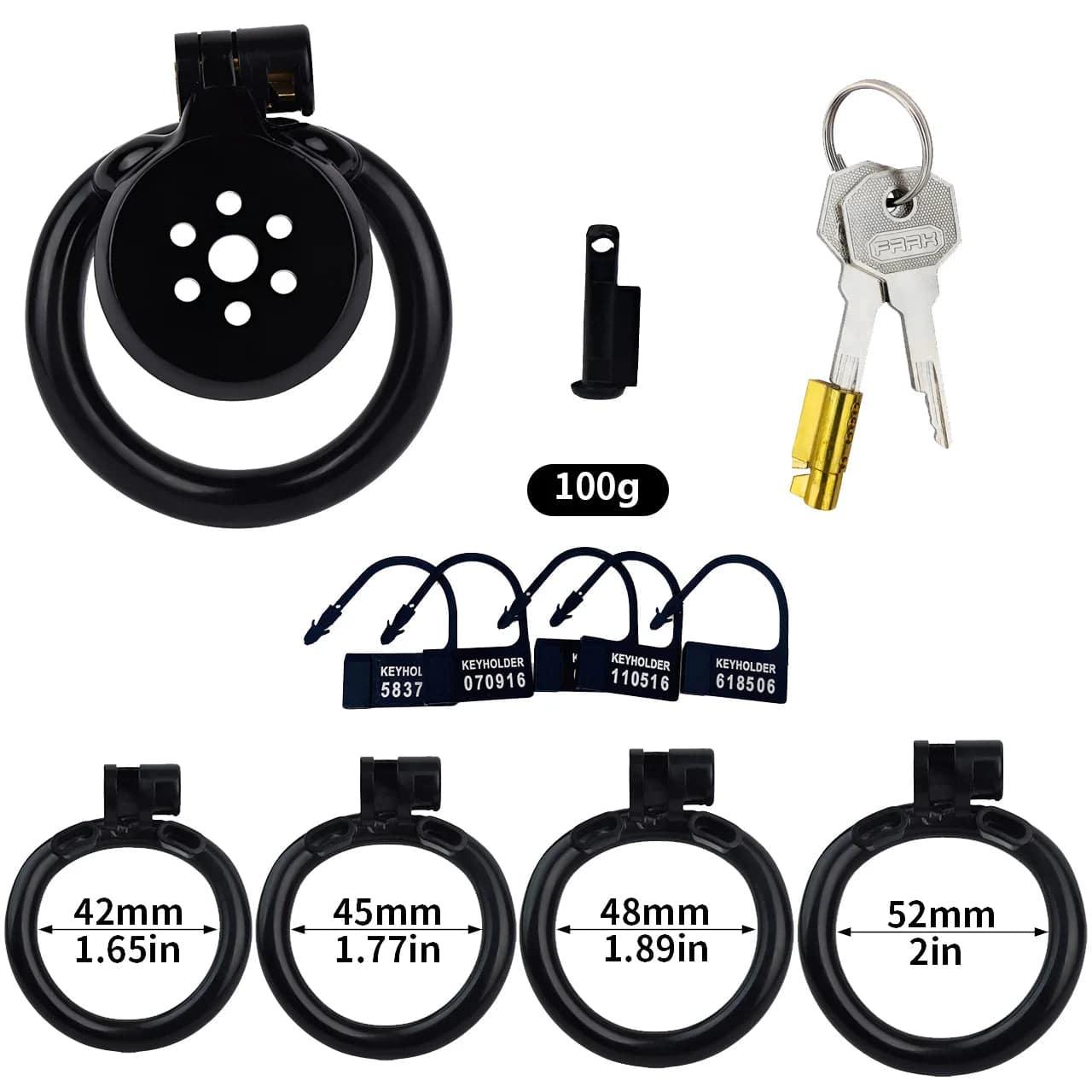 Pink/Black/White Adjustable Mini Metal Chastity Cage with Lock - BDSM Male Slave Cock Ring for Fetish Roleplay and Sissy Bondage Play - Passion Pulse Adult