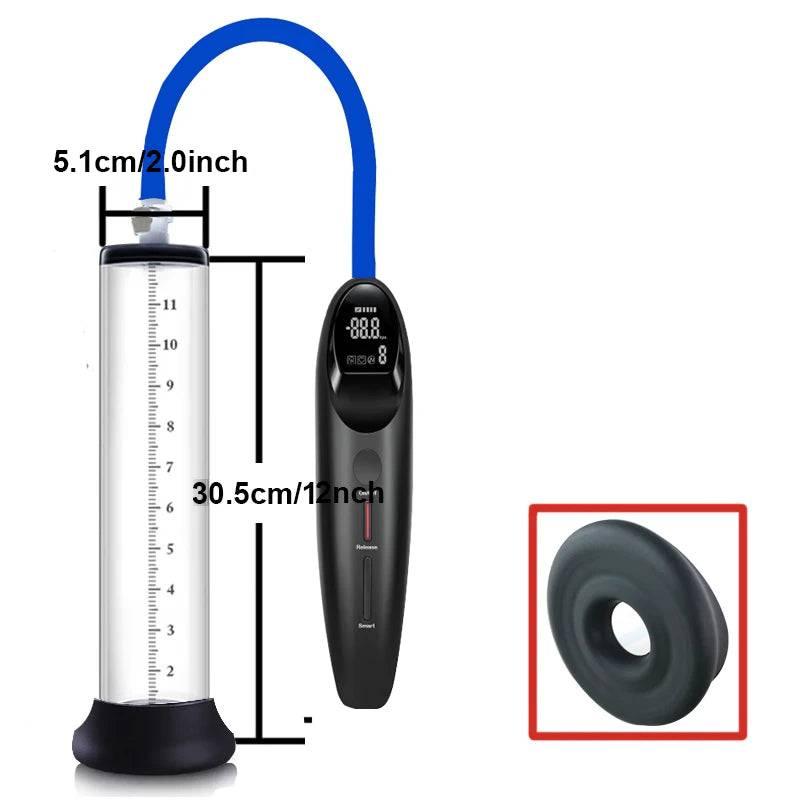 Electric Acrylic Penis Pump: Vacuum Pump for Male Penis Enlargement, Penile Training Extender, Cock Dick Pump for Men - Passion Pulse Adult