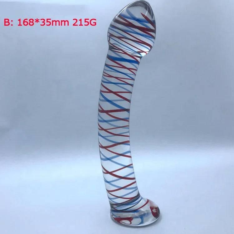 Dual-Ended Spiral Crystal Glass Dildo - G-Spot & Clitoral Massager - Passion Pulse Adult