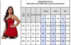 Plus-Size Lace Satin Nightdress with Spaghetti Straps - Sexy Sleepwear for Women - Passion Pulse Adult