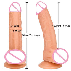7-Inch Realistic Dildo with Suction Cup – Flexible Curved Shaft & Balls for G-Spot and Anal Play - Passion Pulse Adult