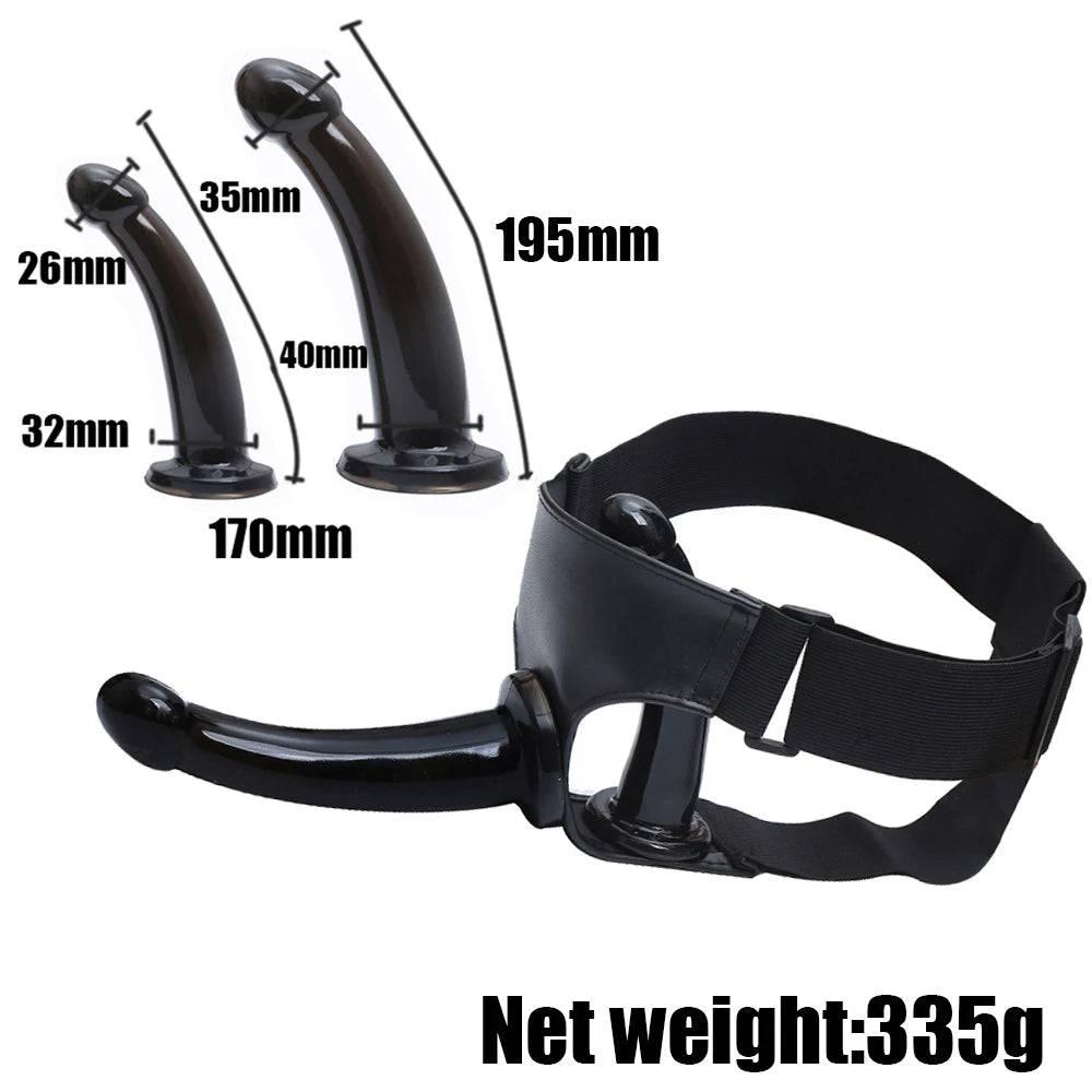 Double Penis Realistic Dildo Vibrator: Ultra Elastic Strap-On Harness for Women - Adult Sex Toy for Lesbians - Passion Pulse Adult
