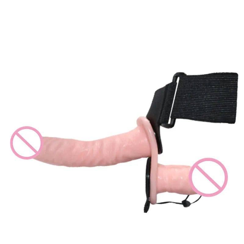 Double Penis Realistic Dildo Vibrator: Ultra Elastic Strap-On Harness for Women - Adult Sex Toy for Lesbians - Passion Pulse Adult