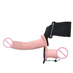 Double Penis Realistic Dildo Vibrator: Ultra Elastic Strap-On Harness for Women - Adult Sex Toy for Lesbians - Passion Pulse Adult