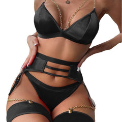 Black & Red Metal Chain Lingerie - Passion Pulse Adult