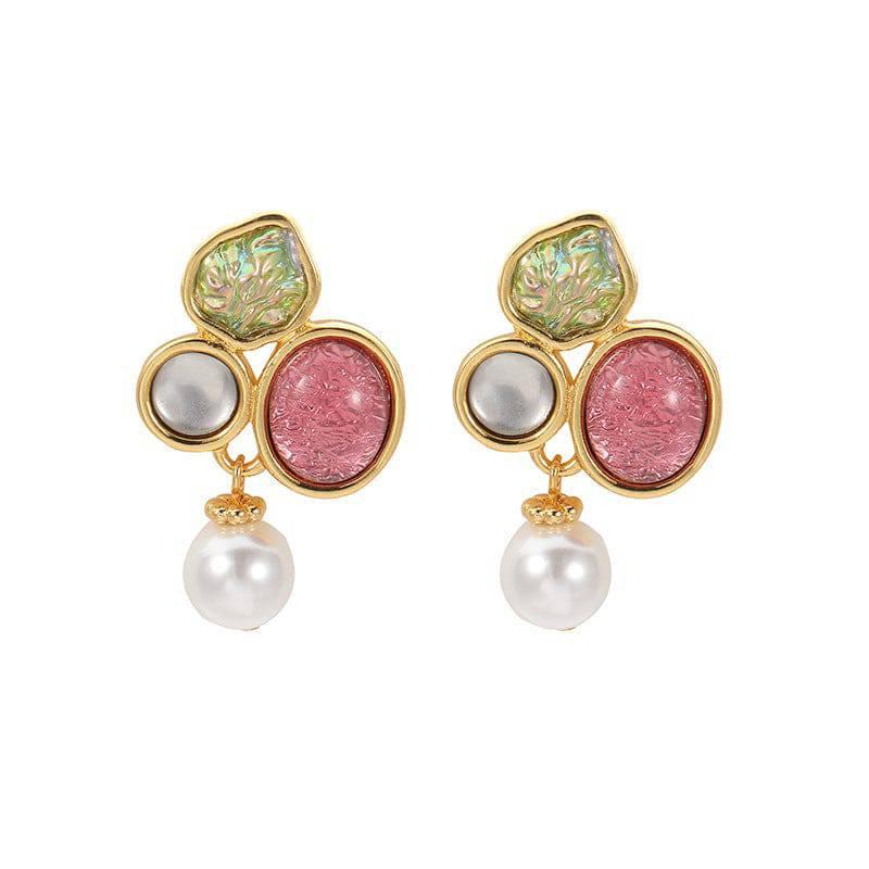 Colorful Glass Pearl Stud Earrings - Passion Pulse Adult